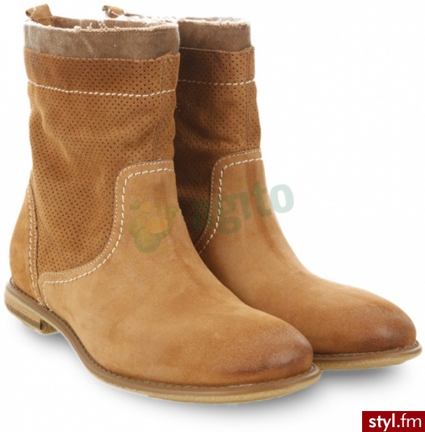 VENEzIA Botki es z ażurową cholewką brązowe 098498 - Botki Buty Moda