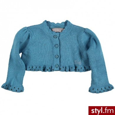BOBOLI Bolerko kolor niebieski turkusowy - Bolerka Okrycia Moda