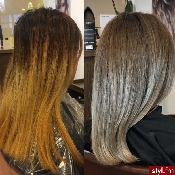  Metamorfoza fryzjer warszawa sombre z Olaplex salon for hair - Blond Rozpuszczone Proste Na co dzień Średnie Fryzury