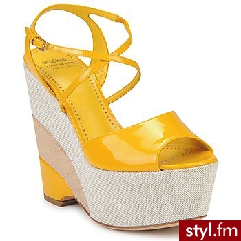 Moschino Cheap CHIC Sandały KIGELIA KANARKOWY-ŻÓŁTY - Koturny Buty Moda