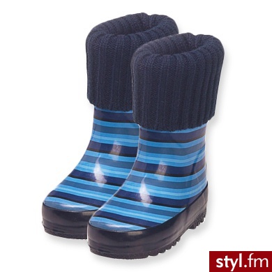 PLAYSHOES Kalosze w niebieskie paski, ocieplane niebieski - Kalosze Buty Moda