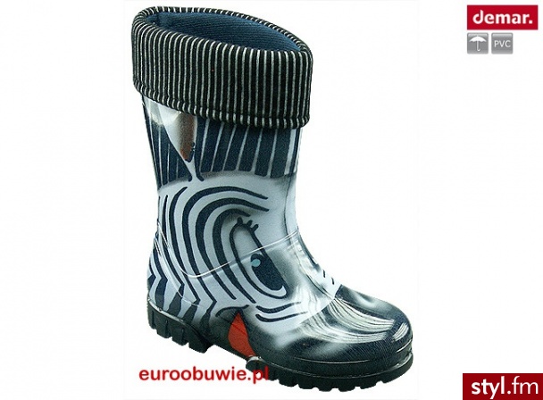 DEMAR Obuwie Dziecięce Kalosze DM-038-TLP-S zebra odcienie szarosci - Kalosze Buty Moda