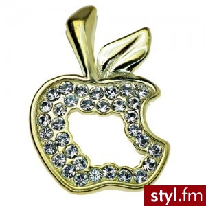 Charms jabłuszko z kamieniami Swarovski srebro 925 pozłacane - Wisiorki Biżuteria Moda