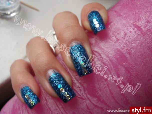 brokat + holo - Paznokcie