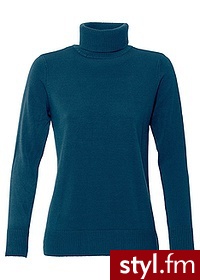 Bonprix Sweter z golfem niebieskozielony morski 977487_15132 Odcienie niebieskiego - Swetry Ciuchy Moda