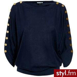 Button sleeve sweater jumper Navy - Jaeger - Polyvore. Pobrano ze strony: http://www.polyvore.com/button_sleeve_sweater_jumper_navy/thing?id=23542008 - Pozostałe Ciuchy Moda