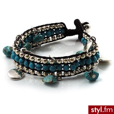 Turquoise Semiprecious Stone Charm Wristband Bracelet (Silve... - Polyvore. Pobrano ze strony: http://www.polyvore.com/turquoise_semiprecious_stone_charm_wristband/thing?id=19692762 - Pozostałe Dodatki Moda