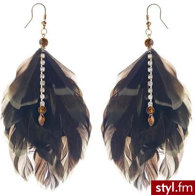 Khaki feather drop earrings - Dorothy Perkins - Polyvore. Pobrano ze strony: http://www.polyvore.com/khaki_feather_drop_earrings/thing?id=17667337 - Pozostałe Dodatki Moda
