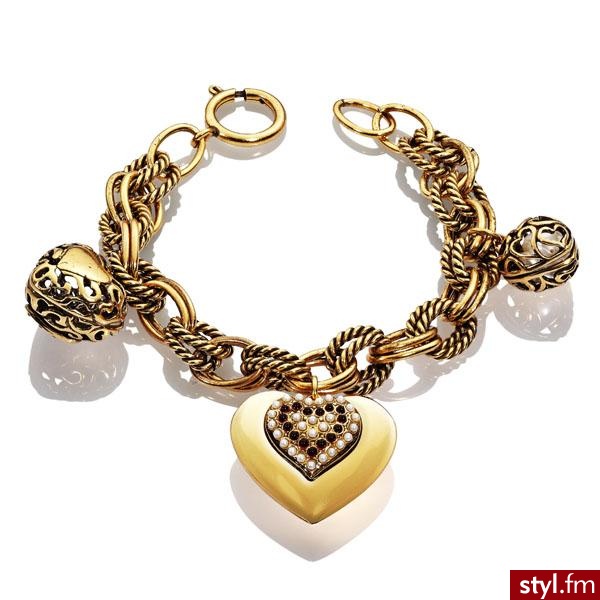Bardzo efektowna bransoleta ze złotego łańcucha z zawieszkami w kształcie serc.Dł 20 cm. cena 720 złotych - Pozostałe Dodatki Moda
