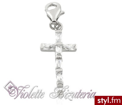 Violette Srebrna przywieszka diamentowe krzyżyk 045 - Wisiorki Biżuteria Moda