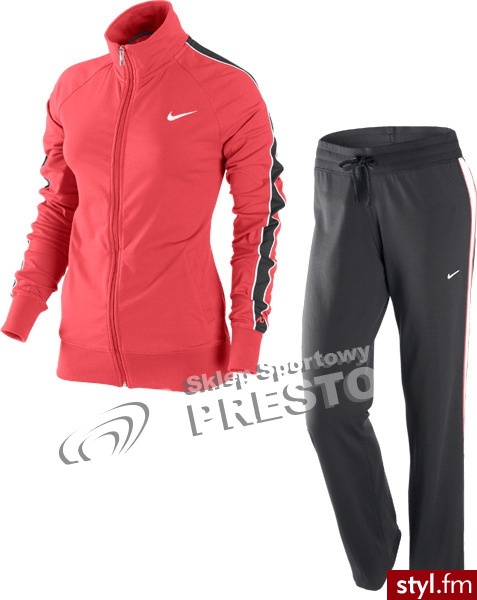 Nike DRES DAMSKI JERSEY TRACK JKT WARM UP RÓŻOWO-GRAFITOWY - Dresowe Spodnie Moda