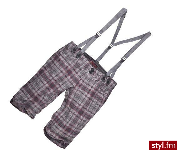 spodnie w kratkę, na szelkach - Pozostałe Ciuchy Moda