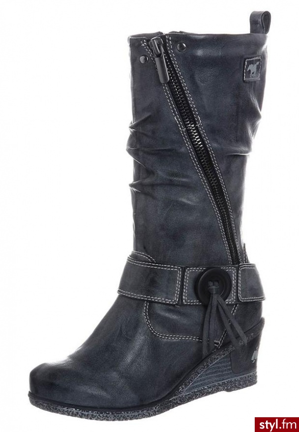 Mustang Kozaki szary - Kozaki Buty Moda