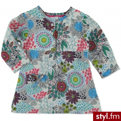 Feetje Girls Mini Tunika w kwiatki kolor biały - Tuniki Ciuchy Moda