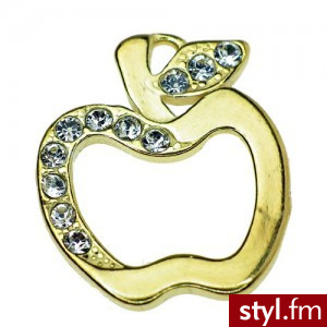 Charms jabłuszko z kamieniami Swarovski srebro 925 pozłacane - Wisiorki Biżuteria Moda