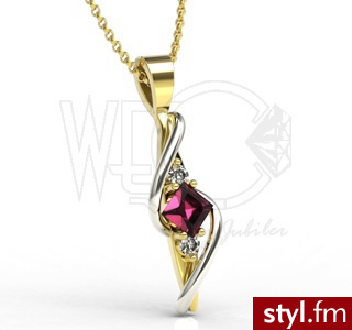 WĘC Wisiorek z rubinem i brylantami LPW-32zB 0,08ct H/Si - Wisiorki Biżuteria Moda