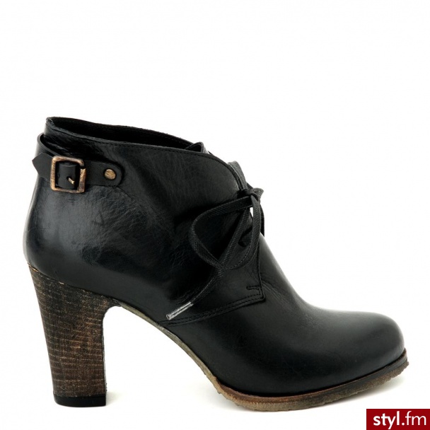 Venezia BOTKI SZNUROWANE OL08 SAV NERO - Botki Buty Moda