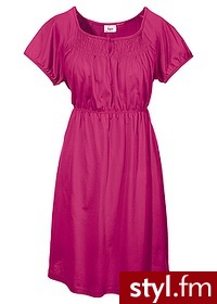 Bonprix Sukienka z krótkim rękawem ciemnoróżowy 932044_18084 - Pozostałe Sukienki Moda