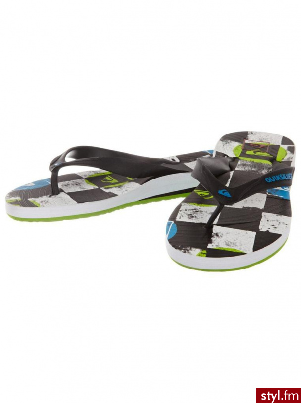 Klapki Quiksilver Carver Echo 2013 46 Czarny|Biały|Zielony - Klapki Buty Moda