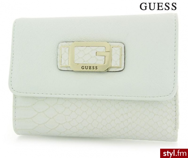 Guess CISELY SLG MEDIUM zIP AROUND CHALK - Portfele i etui Dodatki Moda