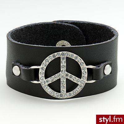 Mudd Silver-Tone Peace Sign Faux-Leather Bracelet - Kohl's - Polyvore. Pobrano ze strony: http://www.polyvore.com/mudd_silver-tone_peace_sign_faux-leather/thing?id=18883591 - Pozostałe Dodatki Moda
