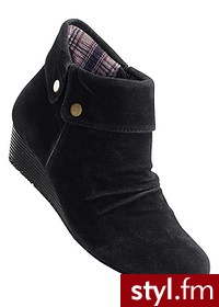 Bonprix Botki na koturnie czarny 966803_22144 - Botki Buty Moda