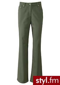 Bonprix Spodnie ze stretchem bootcut ciemnooliwkowy 903271_1160 - Pozostałe Spodnie Moda