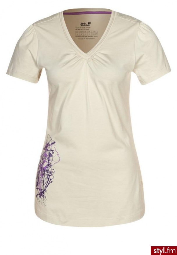 Jack Wolfskin Poppy Flower Tshirt Z Nadrukiem Beżowy - Bluzki Ciuchy Moda