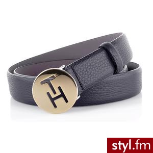 TOMMY HILFIGER PASEK SKÓRZANY LIZZIE TH PLAQUE BELT GRANATOWY (BW56919219 40385) - Paski Dodatki Moda