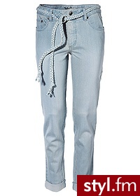 Bonprix Dżinsy z paskiem jasnoniebieski bleached 922049_17925 Odcienie niebieskiego - Jeansy Spodnie Moda