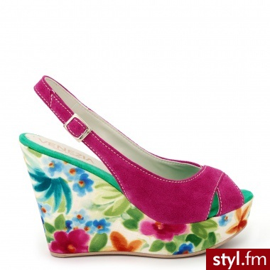 Venezia SANDAŁY NA KOTURNIE 887 CAM FUXIA - Koturny Buty Moda