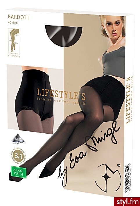 Lifestyles Bardott Rajstopy modelujące przeciwżylakowe 8-10 mmHg 40 den z aloesem grey r.2 - Rajstopy Bielizna Moda