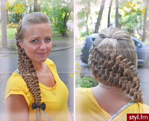 Blond Warkocze Proste Na co dzień Długie Fryzury
