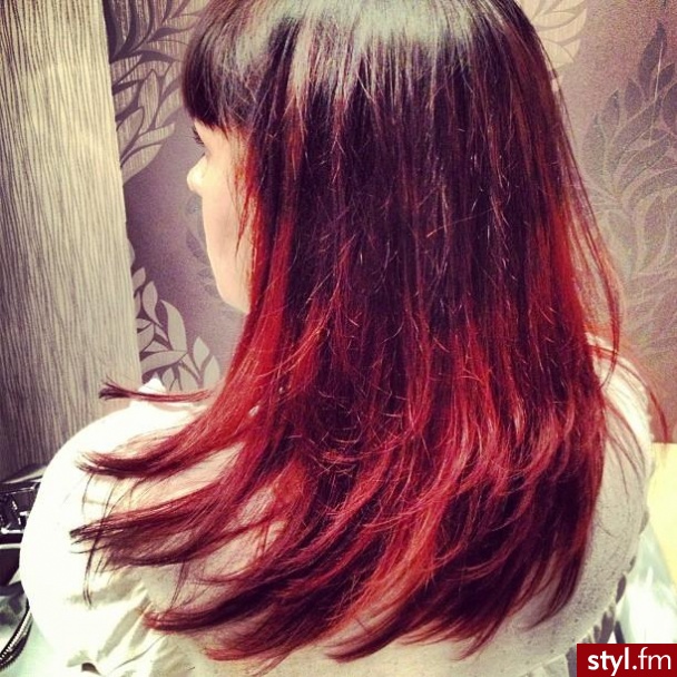 Ombre Hair:
- odrost - INOA 4.3
- końce - DiLight 5.66 - Rude Rozpuszczone Proste Konkursowe, pokazowe Średnie Fryzury