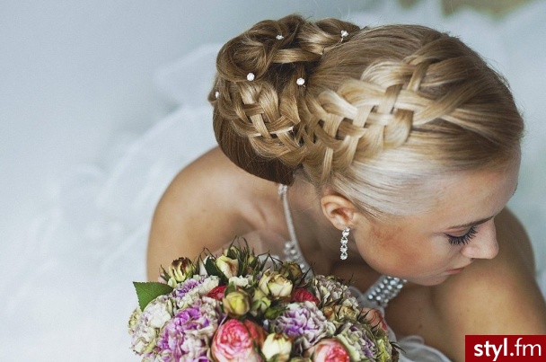 Blond Warkocze Proste Ślubne Długie Fryzury