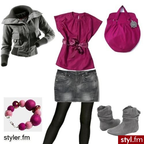 szaro-różowa stylizacja szkolna - Styler