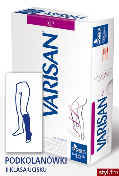 Varisan Top 2 klasa ucisku 23-32mmHg Podkolanówki długie, bawełna, otwarte palce, beżowe r.2 - Rajstopy Bielizna Moda