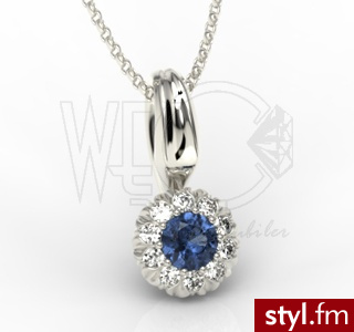 Węc AP Wisiorek z brylantami i szafirem APW-42B 0,05ct H/Si - Wisiorki Biżuteria Moda