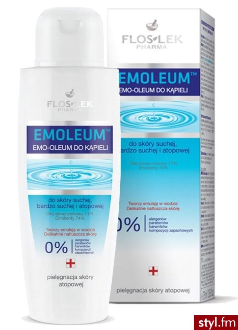 FLOS-LEK Emoleum Emulsja do kąpieli skóra sucha bardzo sucha atopowa 200 ml - Emu Buty Moda