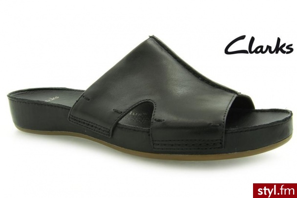 Clarks Raspberry Ice Black Leather - Klapki Buty Moda