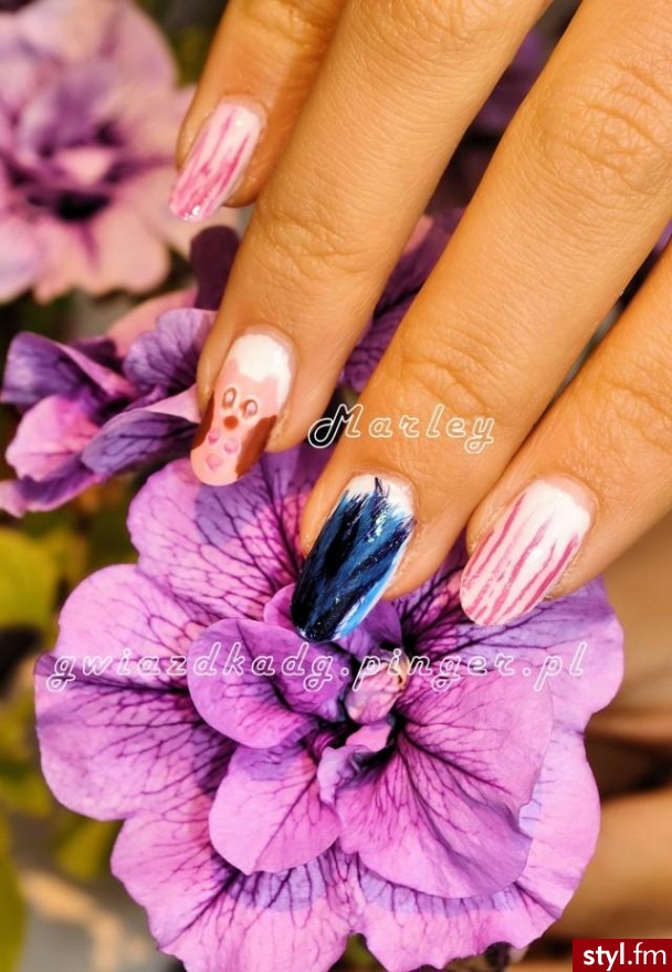 owl nails - Migdałki Naturalne Paznokcie