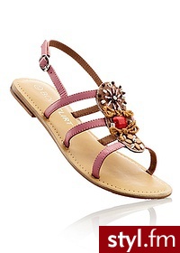 Bonprix Sandały skórzane jasnoróżowy 908617_19395 - Sandały Buty Moda