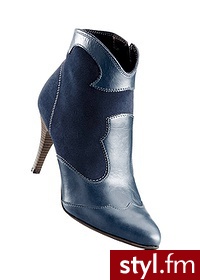 Bonprix Botki skórzane ciemnoniebieski 976751_22123 - Botki Buty Moda