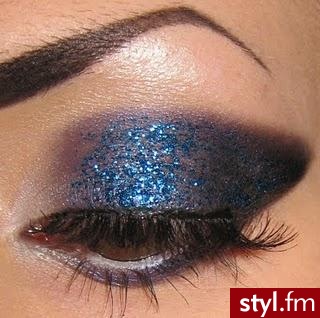 blue glitter - Wieczorowe Makijaże