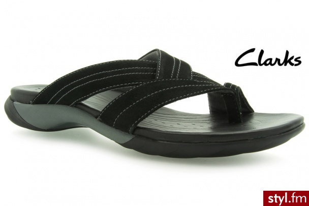 CLARKS Jute Star Black Nubuck - Klapki Buty Moda