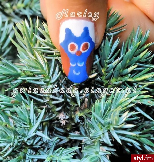 owl nails - Migdałki Naturalne Paznokcie
