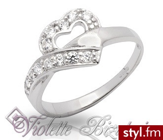 Violette  Srebrna pierscionek diamentowe serce 3862 - Pierścionki Biżuteria Moda