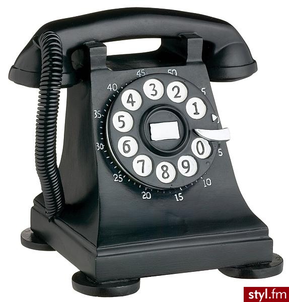 Minutnik w kształcie klasycznego aparatu telefonicznego, z elektronicznym dzwonkiem. Cena: 69 zł - Gadżety Inne Moda