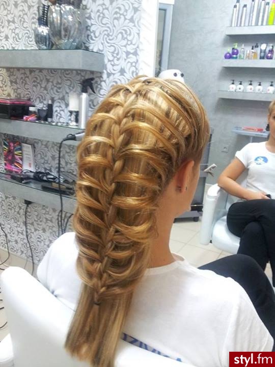 Blond Warkocze Proste Wieczorowe Długie Fryzury