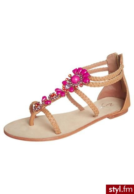 Zign Japonki brązowy - Klapki Buty Moda